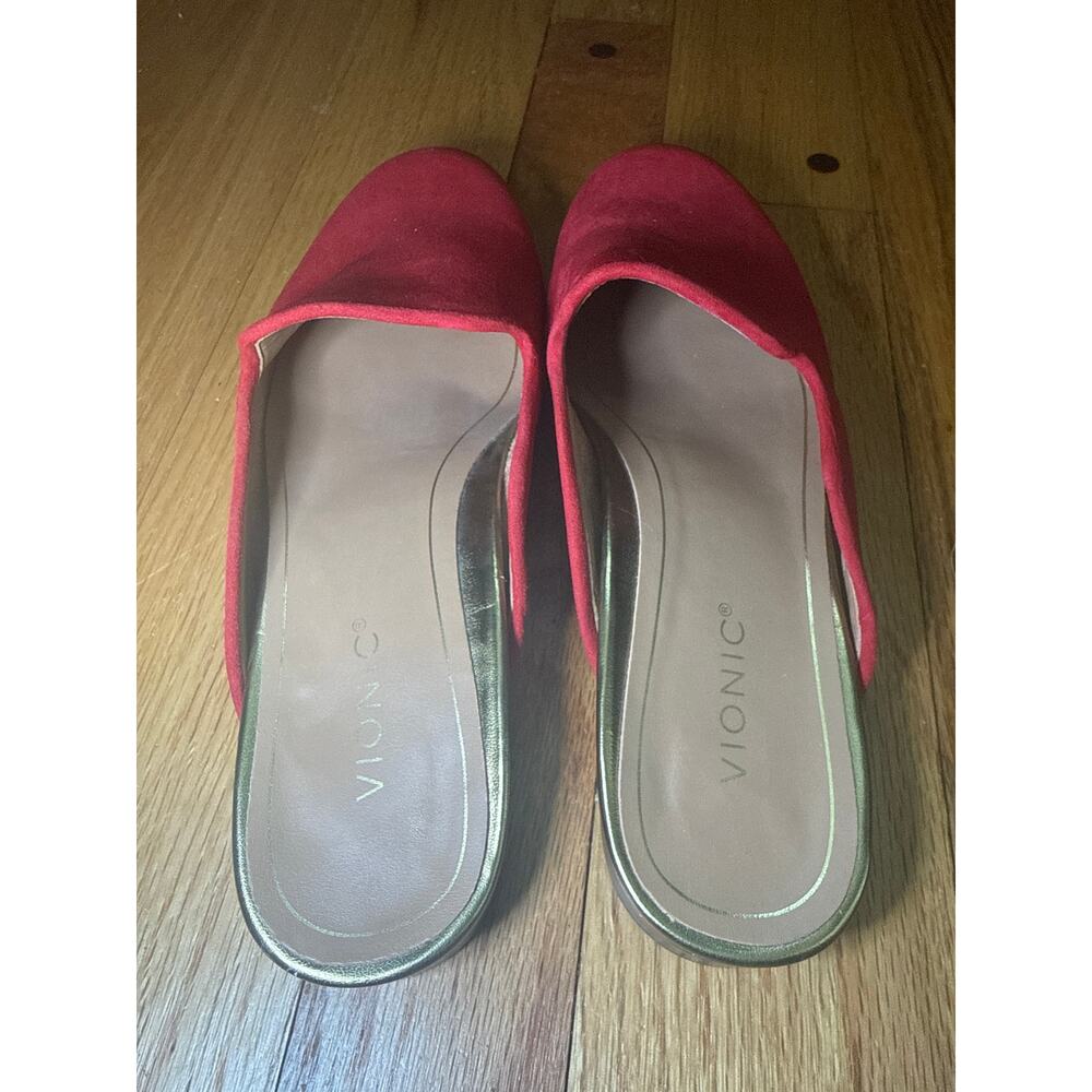 Vionic Willa Mule Loafers Red Suede Slip On Comfort Shoes Womens 6.5 - Picture 3 of 8